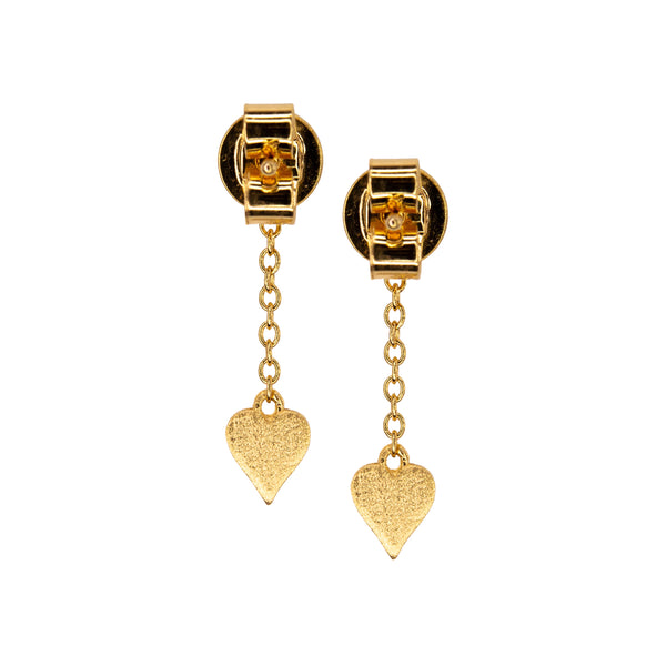 Bar Earrings with Pink Topaz Eye in Vermeil Gold