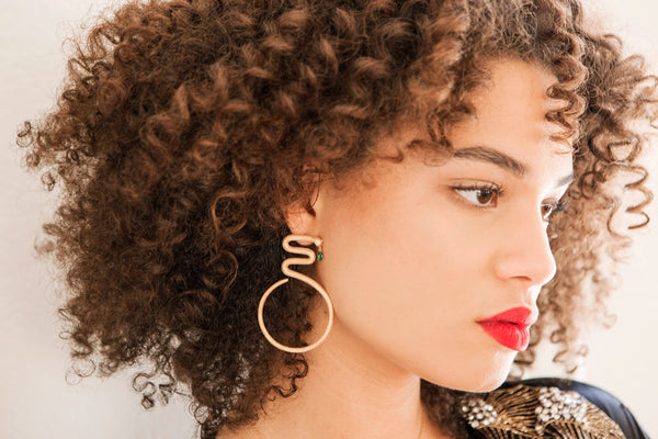 AMMANII The First Queen Large Snake Hoop Earrings in Vermeil Gold - AMMANII