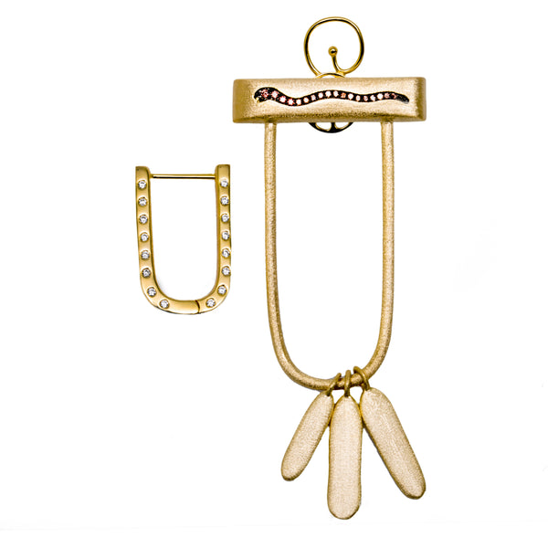AMMANII Mix-and-Match Pavé Snake Drop Earrings in Vermeil Gold - AMMANII
