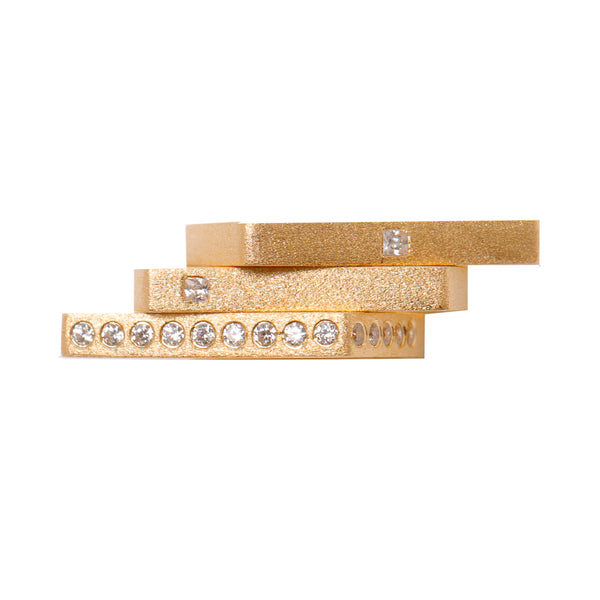 AMMANII The Life Force Stackable Ring Set of 3 in Vermeil Gold - AMMANII
