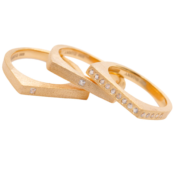 AMMANII The Life Force Stackable Ring Set of 3 in Vermeil Gold - AMMANII