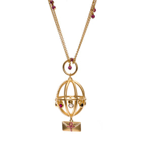 AMMANII Message of Peace Necklace with Garnet Chain in Vermeil Gold - AMMANII