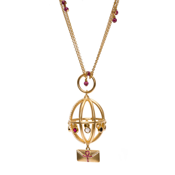 AMMANII Message of Peace Necklace with Garnet Chain in Vermeil Gold - AMMANII