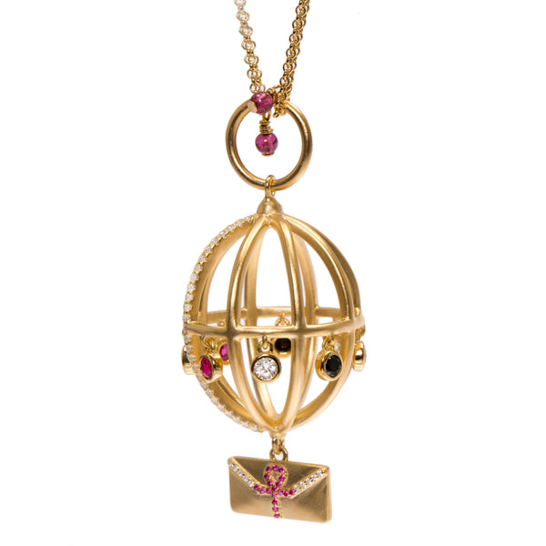 AMMANII Message of Peace Necklace with Garnet Chain in Vermeil Gold - AMMANII