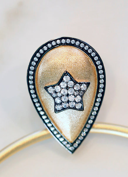 AMMANII Pavé Star Statement Hoop Earrings in Vermeil Gold - AMMANII