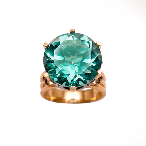 AMMANII Green Topaz Statement Crown Ring in Vermeil Gold - AMMANII