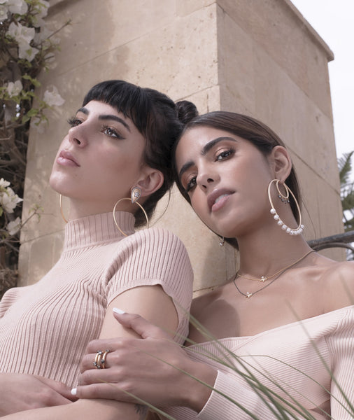 AMMANII Statement Hoop Earrings with Star Charms and Freshwater Pearls in Vermeil Gold - AMMANII