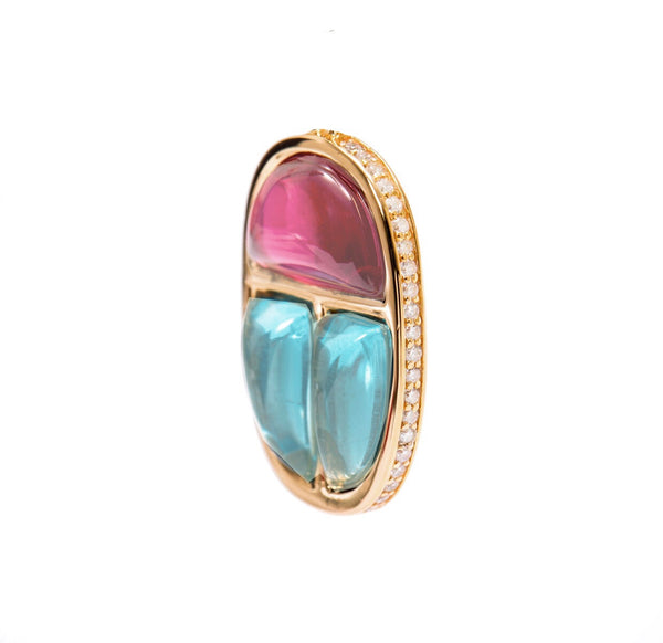 AMMANII Gemstone Scarab Amulet Hoop Earrings in Vermeil Gold - AMMANII