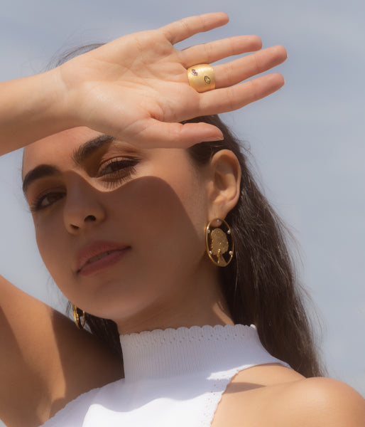 AMMANII My Lady Hoop Earrings with Pearls in Vermeil Gold - AMMANII