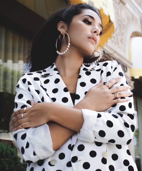 AMMANII Statement Hoop Earrings with Star Charms and Freshwater Pearls in Vermeil Gold - AMMANII
