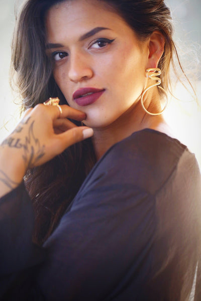 AMMANII The First Queen Large Snake Hoop Earrings in Vermeil Gold - AMMANII