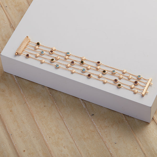 AMMANII Multi-Color Gemstone Bracelet in Vermeil Gold - AMMANII