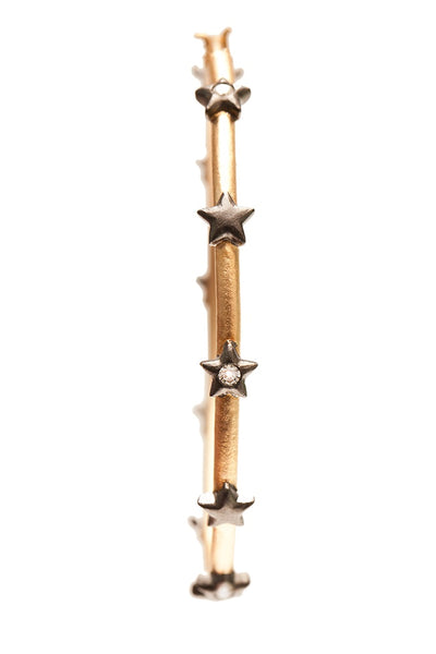 AMMANII Large Hoop Earrings with Bezel Studded Stars in Vermeil Gold - AMMANII
