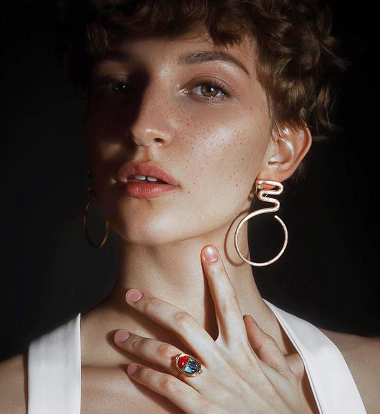 AMMANII The First Queen Large Snake Hoop Earrings in Vermeil Gold - AMMANII