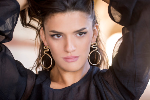 AMMANII The First Queen Large Snake Hoop Earrings in Vermeil Gold - AMMANII