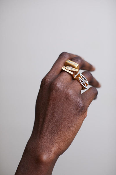 AMMANII Ankh Amulet Charm Ring in Vermeil Gold - AMMANII