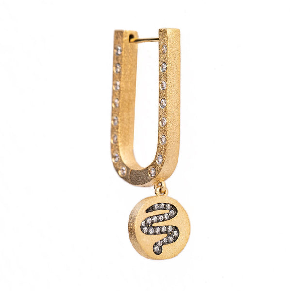 AMMANII Queen Tiye Hoop Earrings with Charm in Vermeil Gold - AMMANII