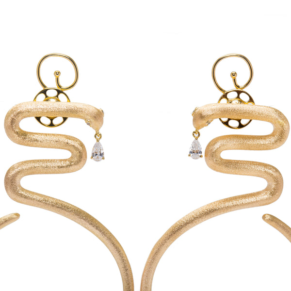 AMMANII The First Queen Large Snake Hoop Earrings in Vermeil Gold - AMMANII