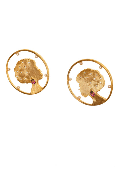 AMMANII My Lady Hoop Earrings with Pearls in Vermeil Gold - AMMANII