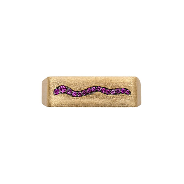 AMMANII Queen Hatshepsut Ring with Ruby Studded Snake in Vermeil Gold - AMMANII