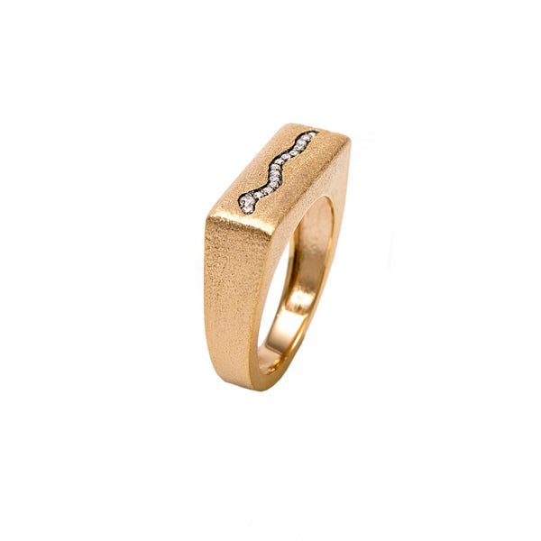 AMMANII Queen Hatshepsut Ring with Clear Studded Snake in Vermeil Gold - AMMANII