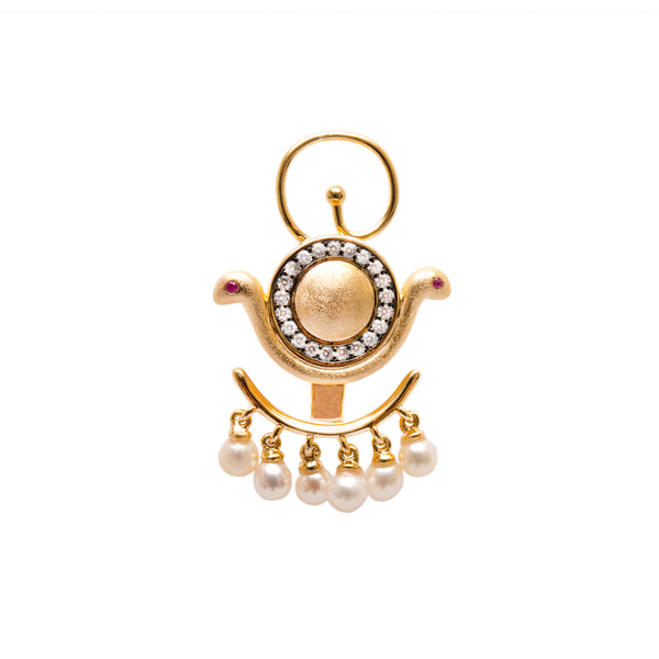 AMMANII Ear Jacket Earrings with Freshwater Pearls in Vermeil Gold - AMMANII