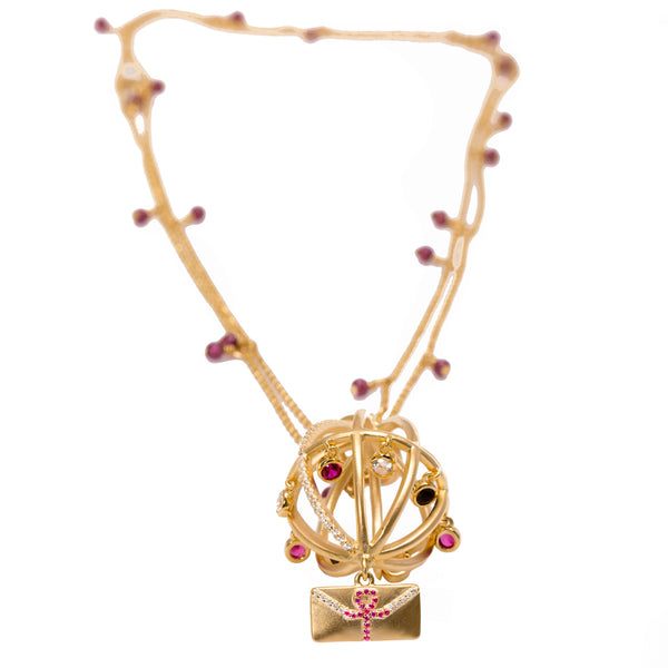 AMMANII Message of Peace Necklace with Garnet Chain in Vermeil Gold - AMMANII