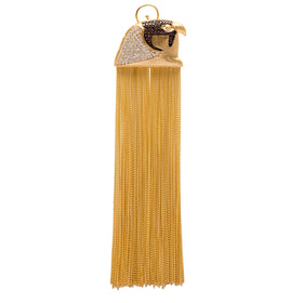 AMMANII Pavé Head Of Horus One Side Earring with Long Tassels in Vermeil Gold - AMMANII