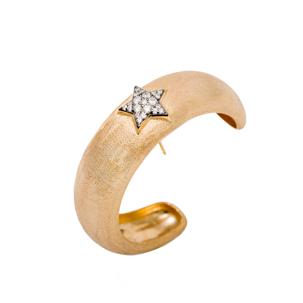 AMMANII Pavé Star Hoop Cuff Earrings in Vermeil Gold - AMMANII