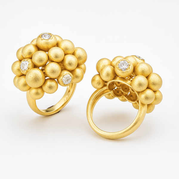Radiant Vermeil Gold Cluster Ring with Zircon – Endless Movement Collection