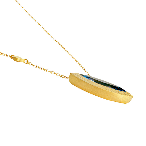 Blue Spinel Eye Necklace in Vermeil Gold