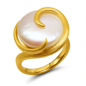 Vermeil Gold Freshwater Pearl Swirl Ring – Endless Movement Collection