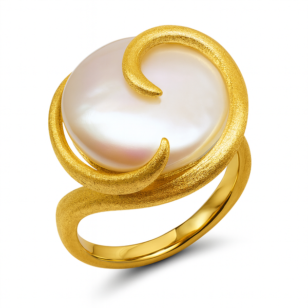 Vermeil Gold Freshwater Pearl Swirl Ring – Endless Movement Collection