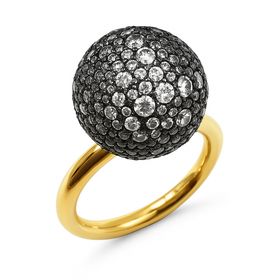 Cosmic Rotation Pavé Sphere Ring – Gold Vermeil & Zircon