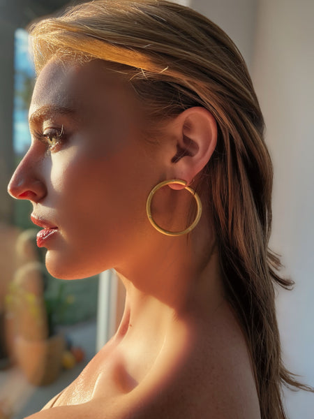 The Circle of Light Hoop  Earrings in Vermeil Gold