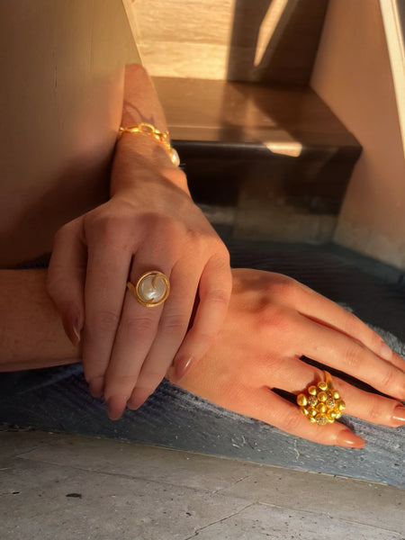 Vermeil Gold Freshwater Pearl Swirl Ring – Endless Movement Collection