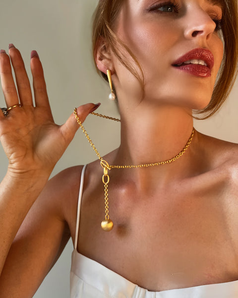 Vermeil Gold Sphere Drop Necklace – Endless Movement Collection