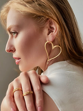 Open Heart Vermeil Drop Earrings