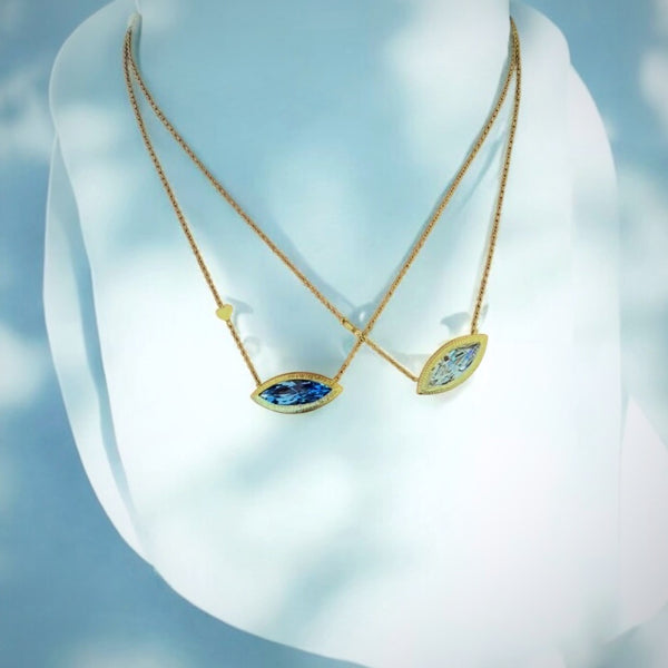 Statement White Topaz Eye Necklace Vermeil Gold