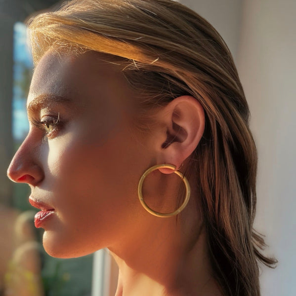 The Circle of Light Hoop  Earrings in Vermeil Gold