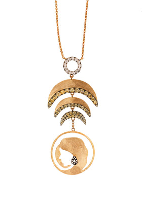 AMMANII Statement Pendant Halo Necklace in Vermeil Gold - AMMANII