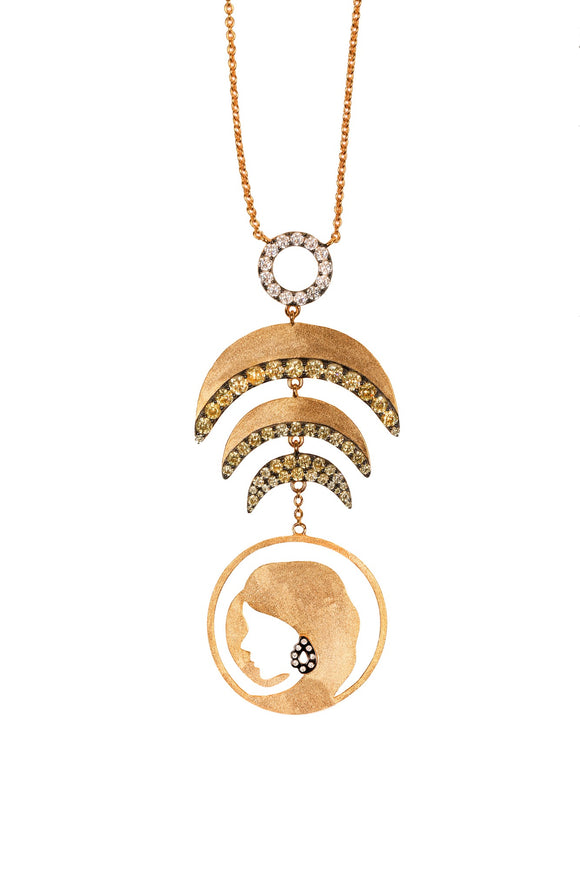 AMMANII Statement Pendant Halo Necklace in Vermeil Gold - AMMANII