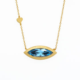 Blue Spinel Eye Necklace in Vermeil Gold