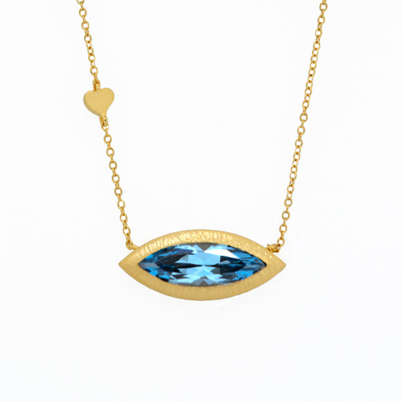 Blue Spinel Eye Necklace in Vermeil Gold