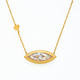Statement White Topaz Eye Necklace Vermeil Gold