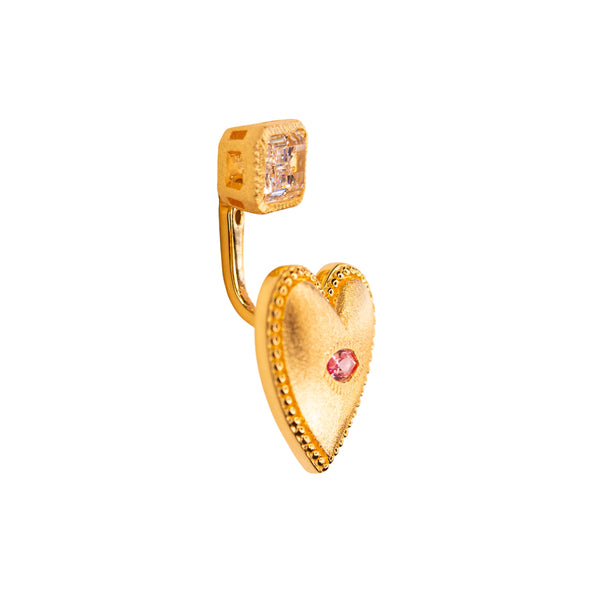 Heart Jacket Earrings with Marquise Cut Topaz in Vermeil Gold