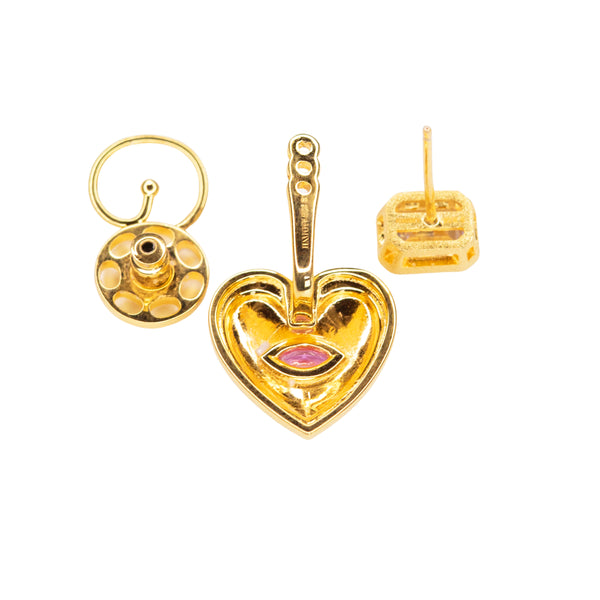 Heart Jacket Earrings with Marquise Cut Topaz in Vermeil Gold