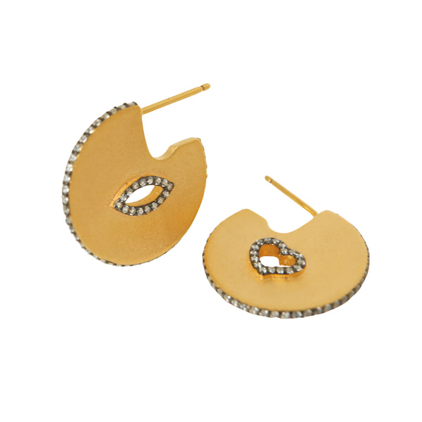Large Disc Hoop Earrings in Vermeil Gold