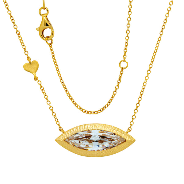 Statement White Topaz Eye Necklace Vermeil Gold