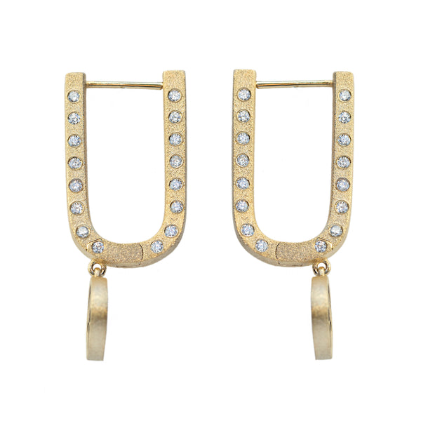 18k Gold Fitted Small Hoop Earrings with Heliographic Charm